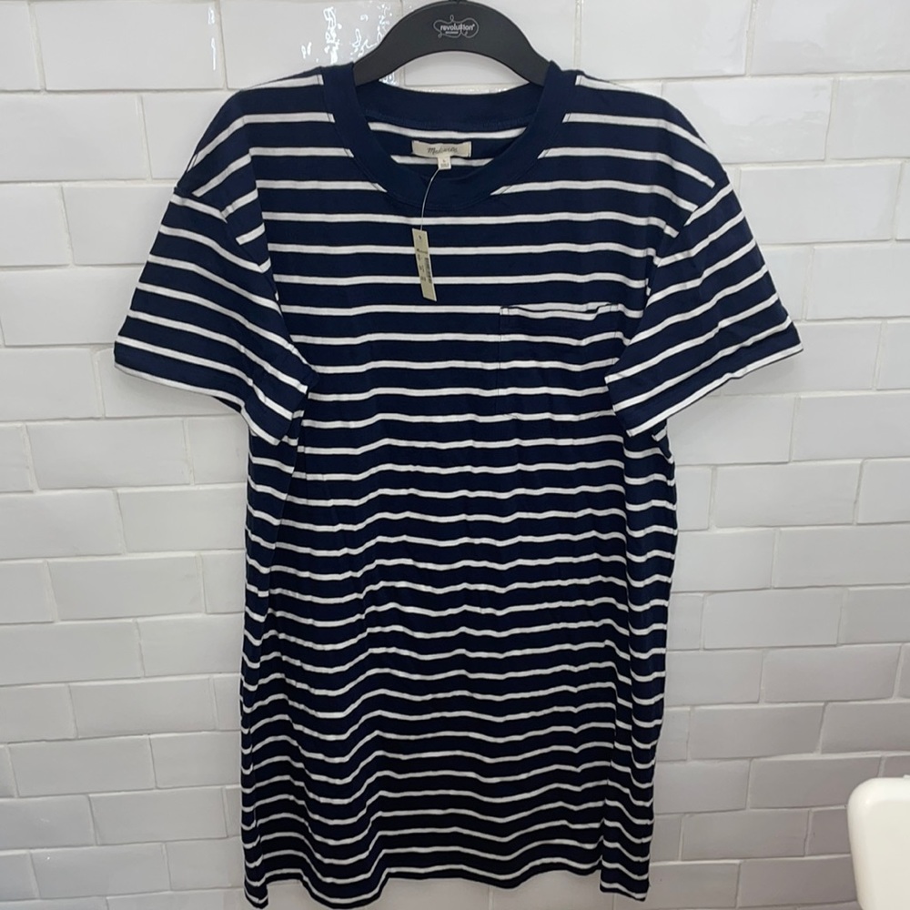 Madewell striped T-shirt dress with chest pocket